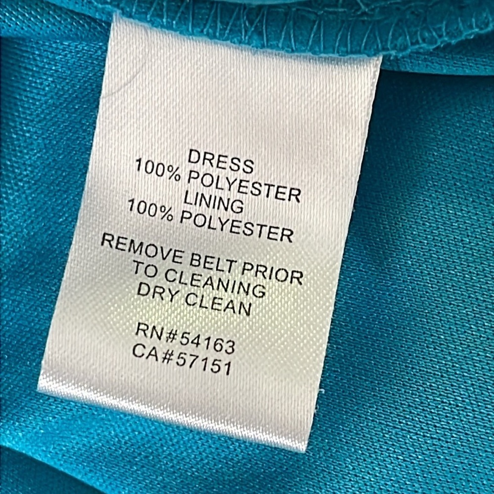 Jessica Simpson Women’s Turquoise Belted Chiffon Eyelet Layered Dress Sz 10 - Picture 12 of 13